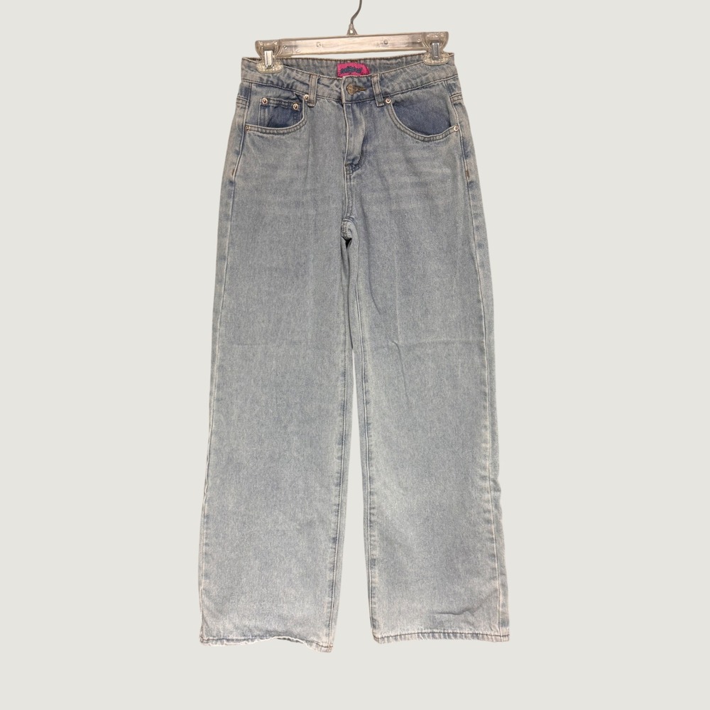 Edikted Wide Leg Baggy Jeans Light Wash Blue Cotton Denim XS 25x29 Grunge Y2K